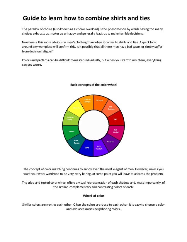 Guide to learn how to combine shirts and ties