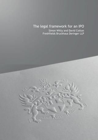 The legal framework for antitle
                 Section IPO
          Simon Witty and David Cotton
     Freshfields Bruckhaus Deringer LLP
 