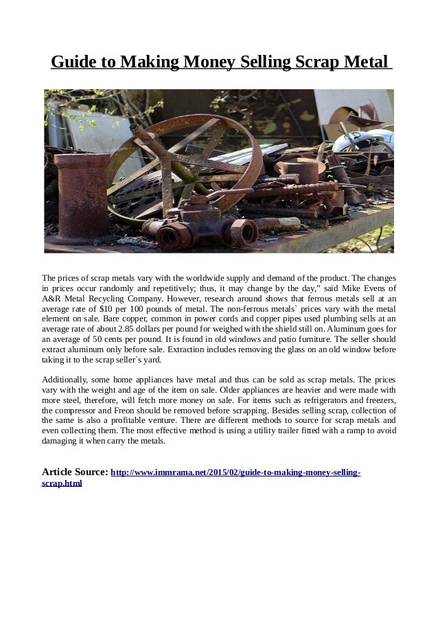Guide to making money selling scrap metal