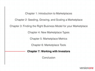 Chapter 1: Introduction to Marketplaces 
 
Chapter 2: Seeding, Growing, and Scaling a Marketplace 
 
Chapter 3: Finding th...