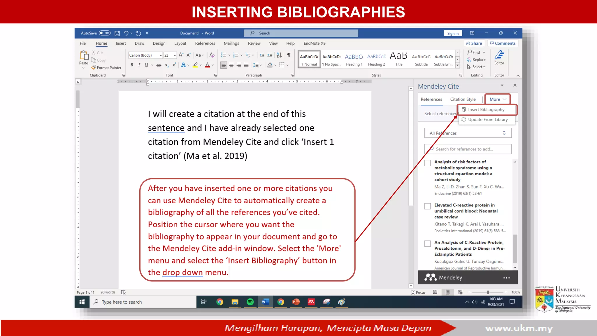 INSERTING BIBLIOGRAPHIES
 