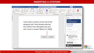 INSERTING A CITATION
Citation is added
 
