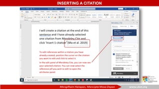 INSERTING A CITATION
 