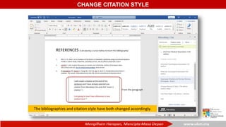 CHANGE CITATION STYLE
The bibliographies and citation style have both changed accordingly.
From the paragraph
 