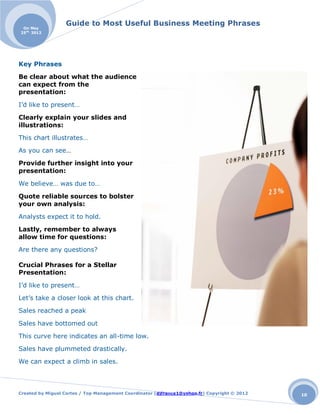 Guide to Most Useful Business Meeting Phrases
 On May
25th, 2012




Key Phrases

Be clear about what the audience
can exp...