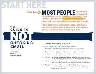 1
P. 3
P. 6
P. 10
P. 14
START HERE
MOST PEOPLE spend more
time during
the workweek on their email than they do with their
...