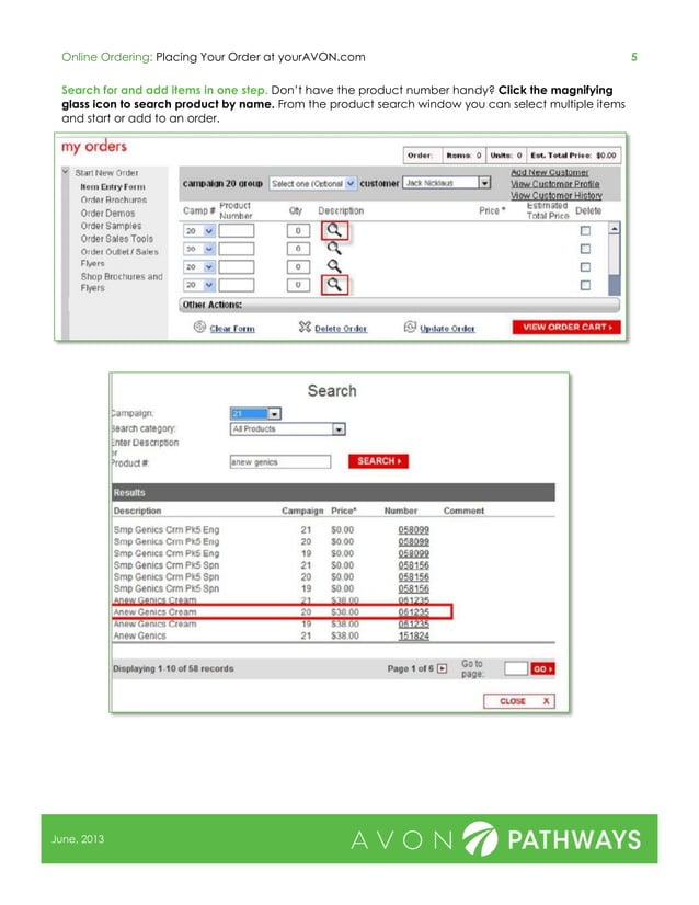 Guide to placing your Avon order online PDF