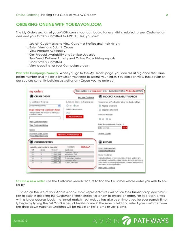 Guide to placing your Avon order online