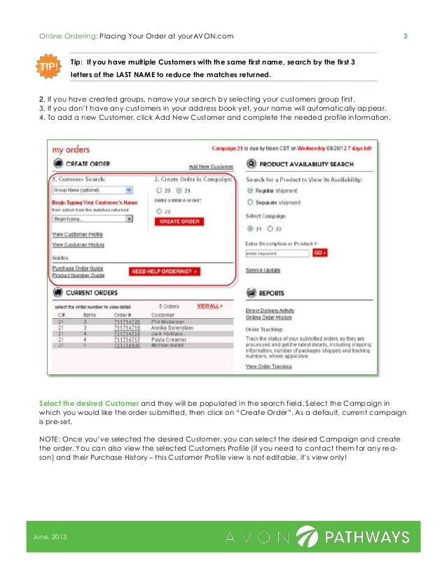 Guide to placing your Avon order online