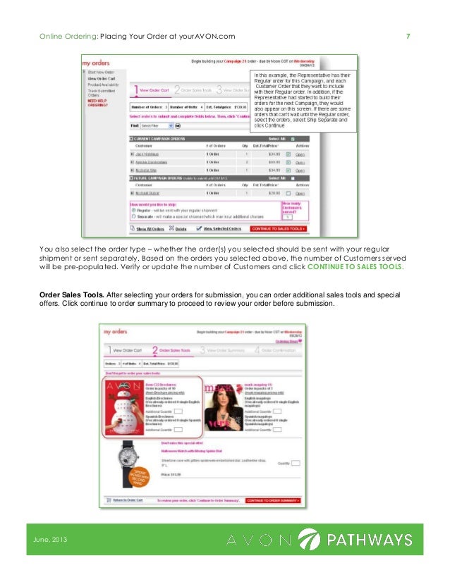 Guide to placing your Avon order online