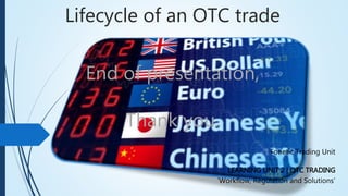 Lifecycle of an OTC trade
End of presentation,
Thank you.
Fonetic Trading Unit
LEARNING UNIT 2 | OTC TRADING
‘Workflow, Regulation and Solutions’
 