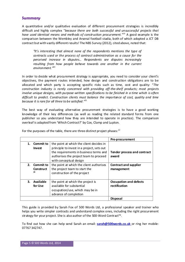 Guide to Construction Procurement Strategies Guide to Construction Procurement Strategies