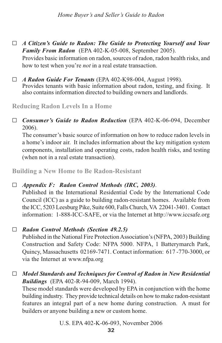 Guide to radon in the home