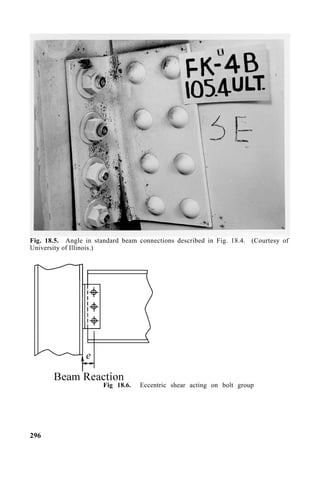 Fig. 18.5. Angle in standard beam connections described in Fig. 18.4. (Courtesy of
University of Illinois.)
Fig 18.6. Eccentric shear acting on bolt group
296
 