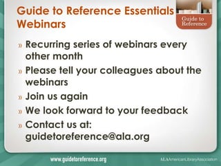 Guide to Reference Essentials webinar presentation