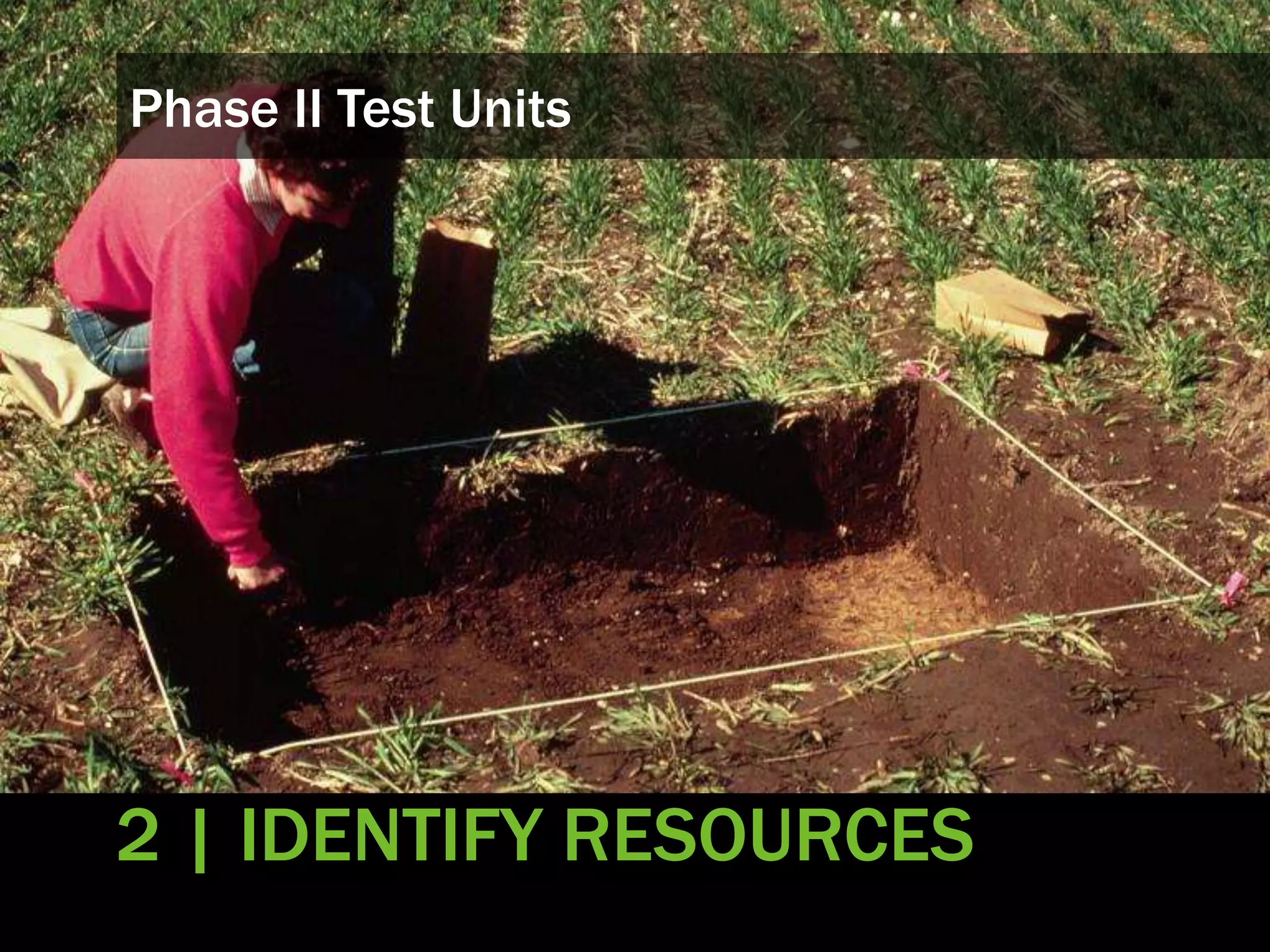 Phase II Test Units
2 | IDENTIFY RESOURCES
 