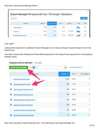 semrush export manager