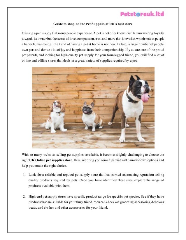 Guide to shop online Pet Supplies at UK's best store