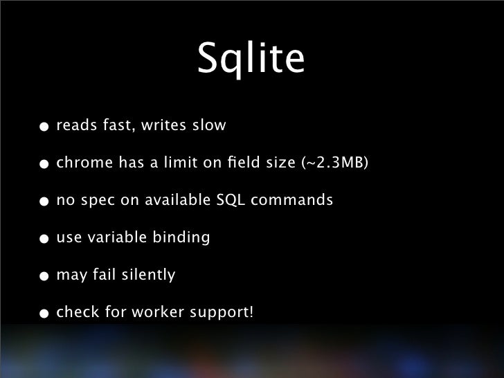 Sqlite size limits safari chrome