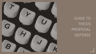 A Guide to Thesis Colloquium and Defense