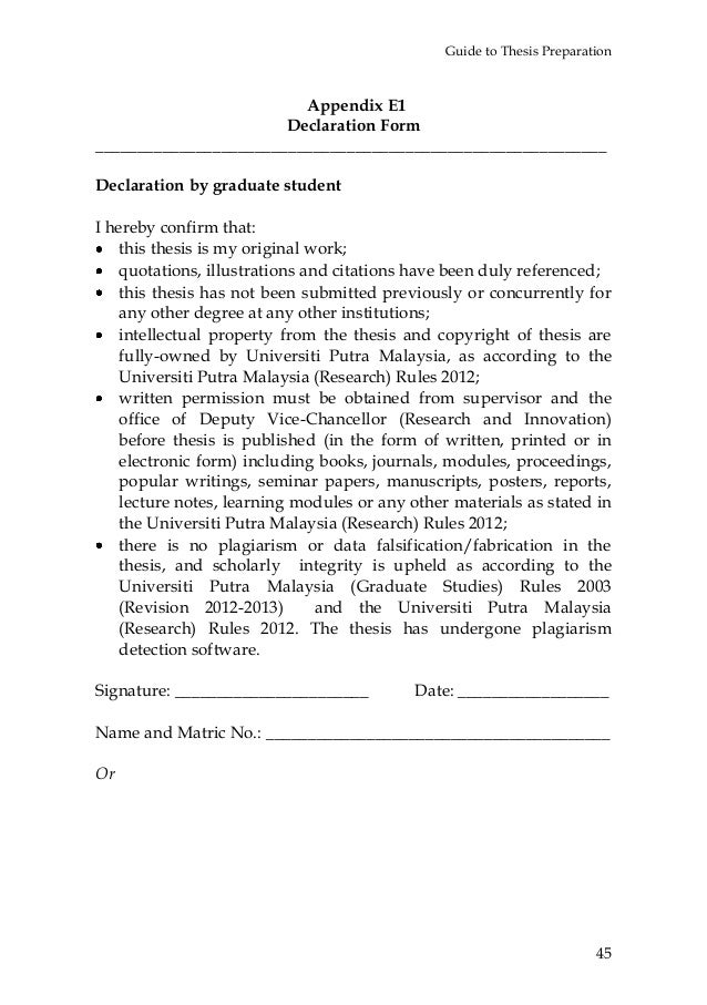 Dissertation plagiarism declaration