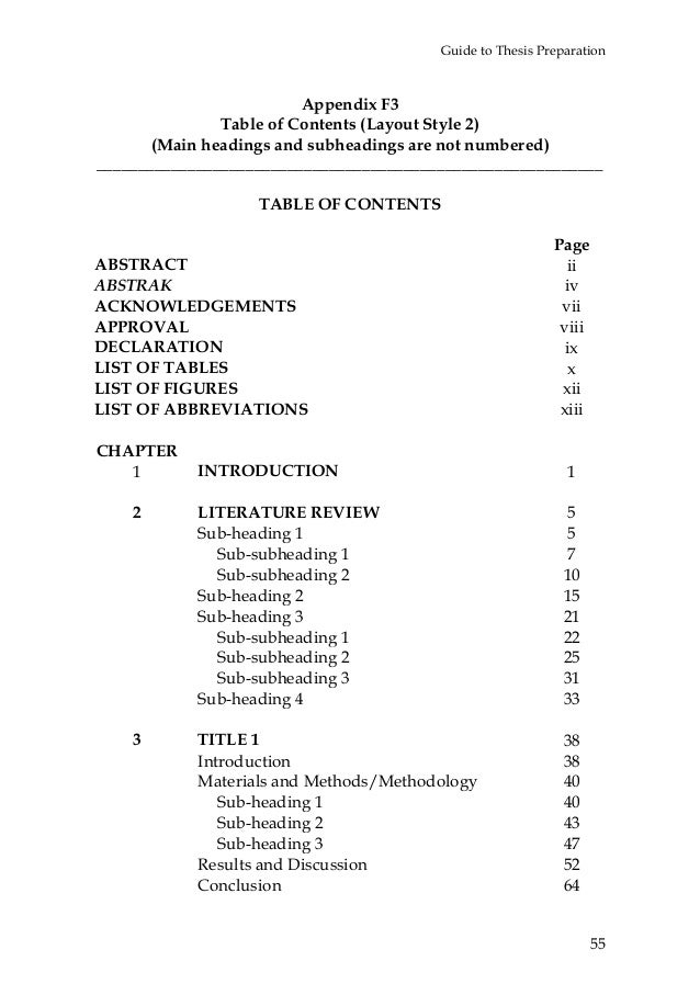 phd thesis headings