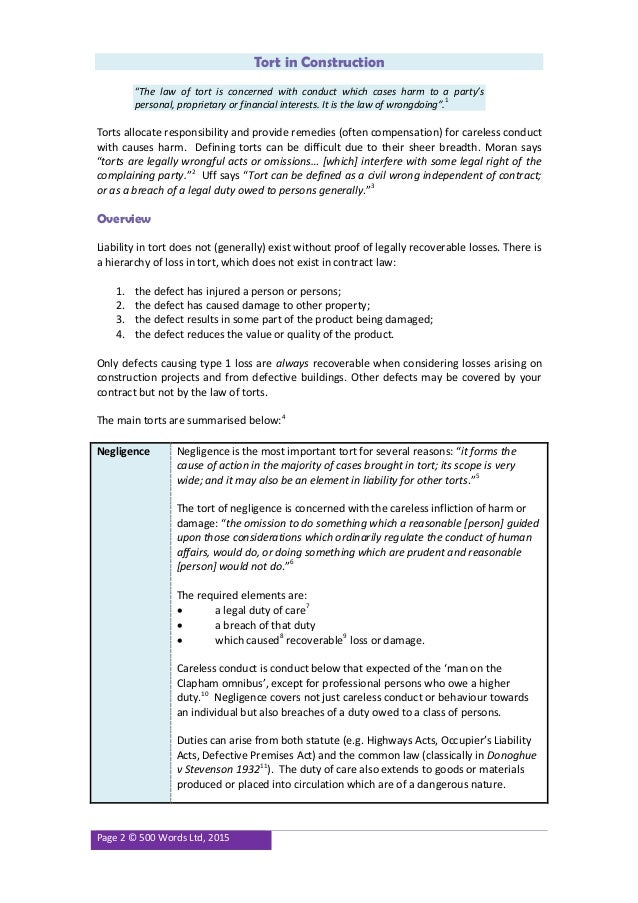 Tort And Contract Law Chart