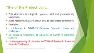 Guide to Writing Project Report for Library & Information Science (LIS ...