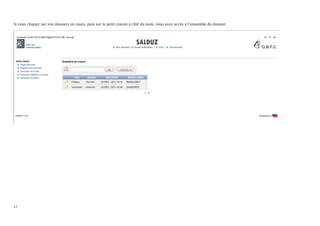 Si vous cliquez sur vos dossiers en cours, puis sur le petit crayon à côté du nom, vous avez accès à l’ensemble du dossier.




17
 