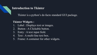A Complete seminar on GUI Development in python | PDF