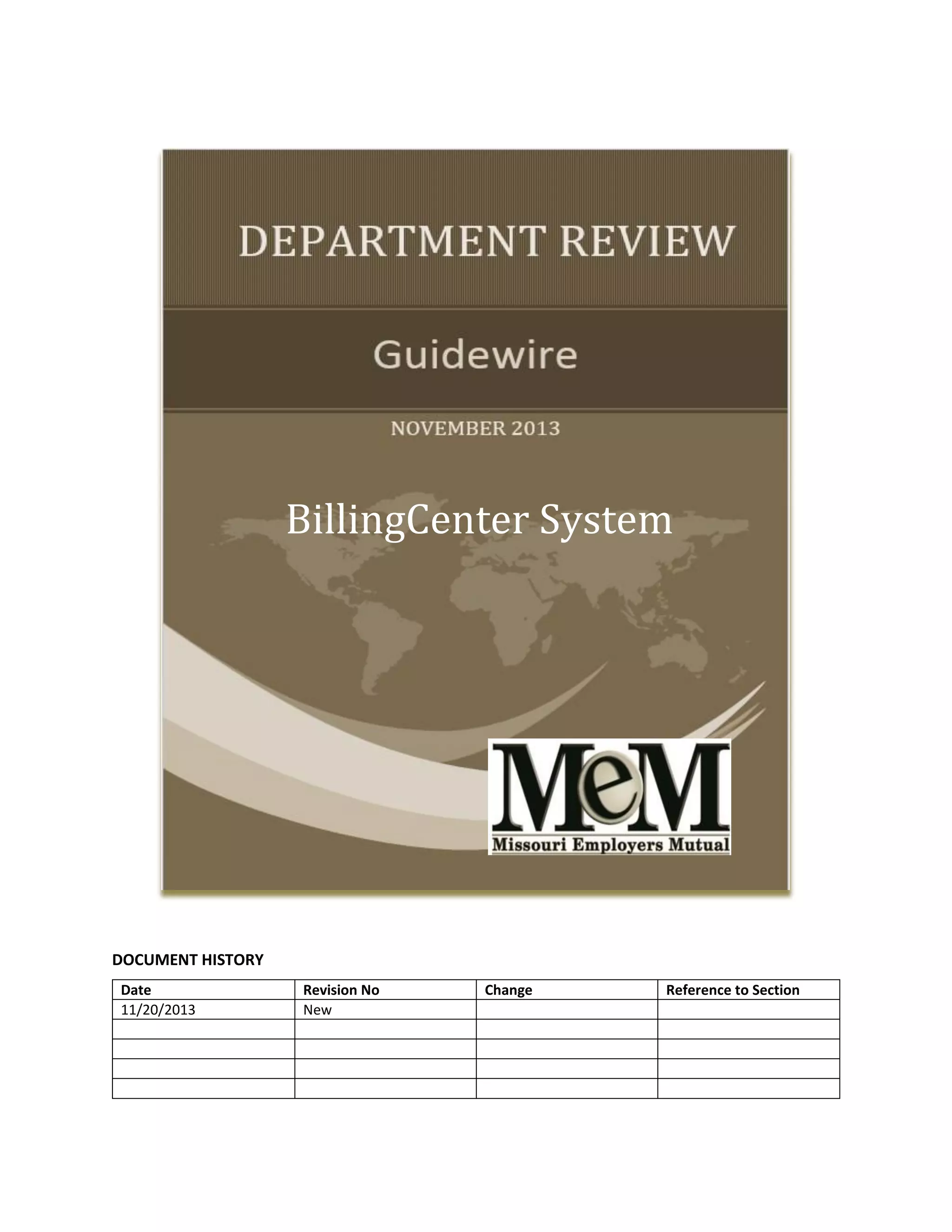 Guidewire billing center system PDF