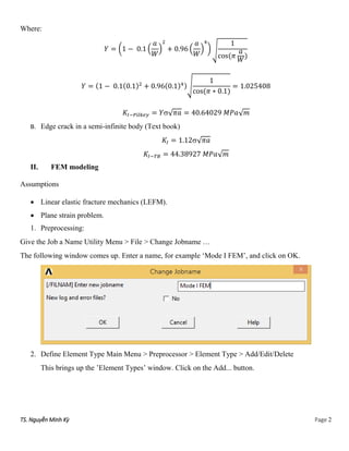 Guiding 2D fracture analysis in Ansys 14 | PDF
