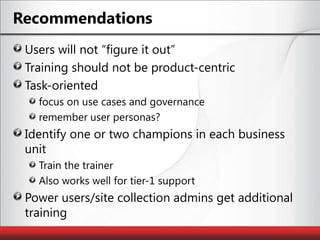 How to address training