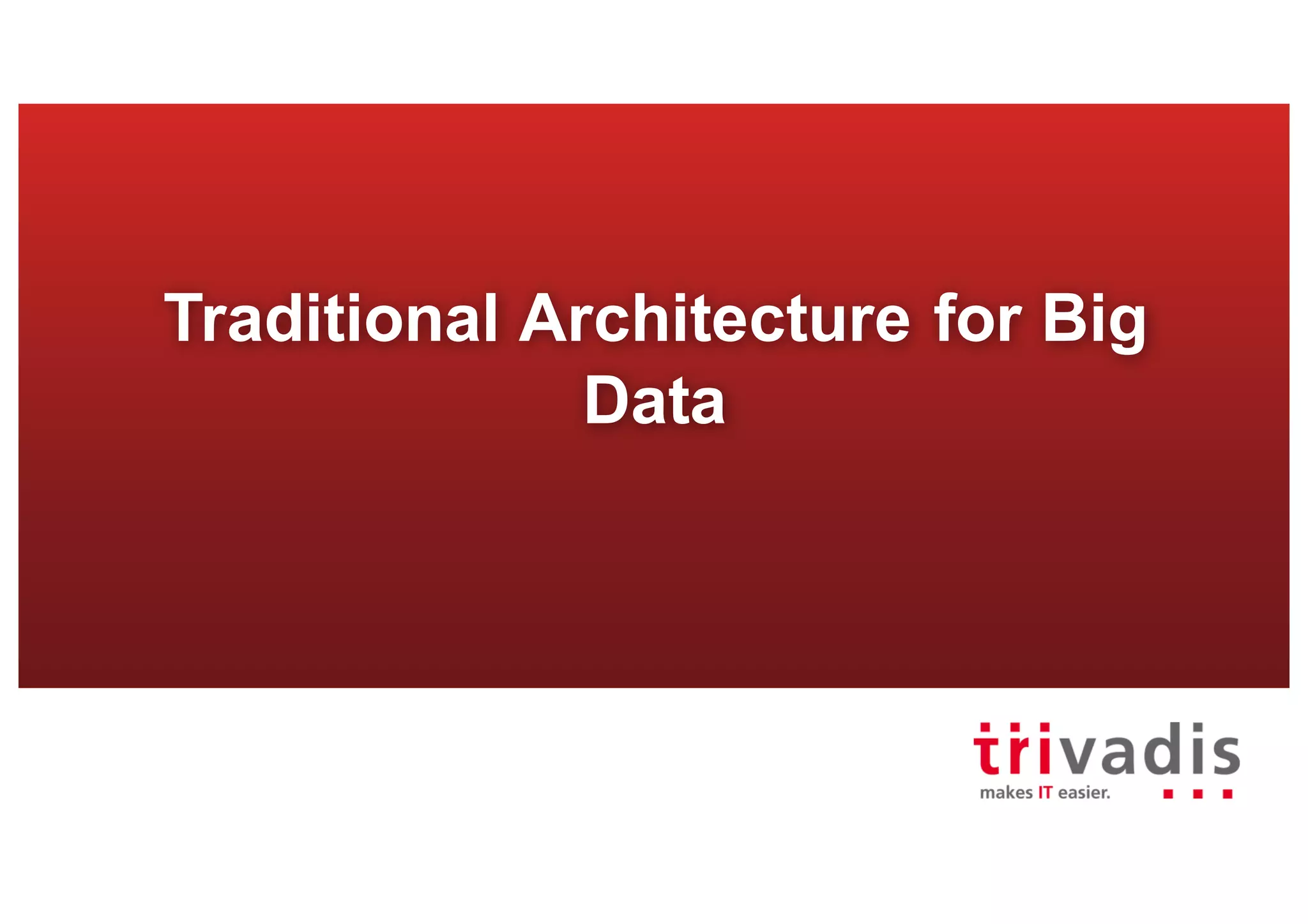 Traditional Architecture for Big
Data
 