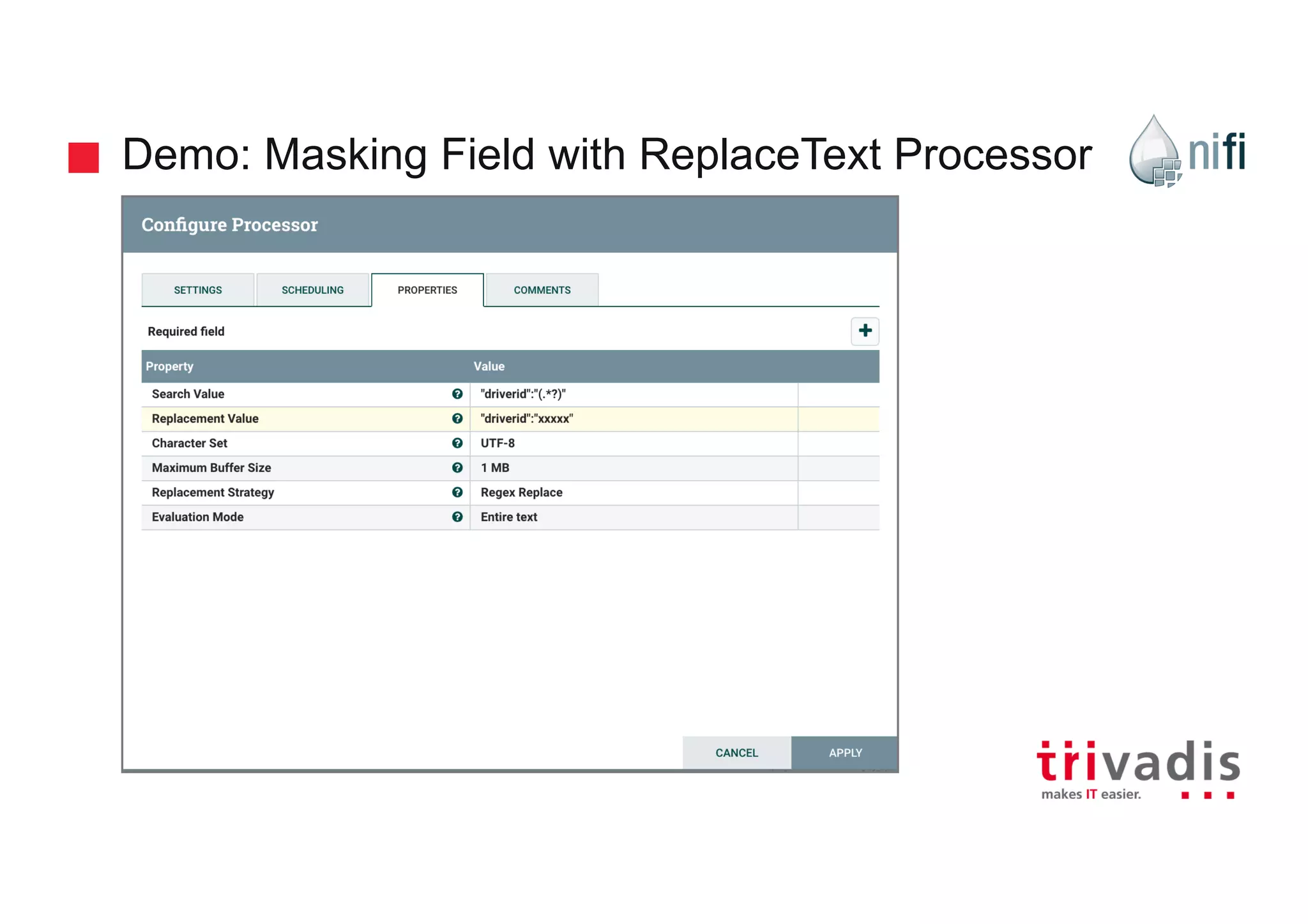 Demo: Masking Field with ReplaceText Processor
 