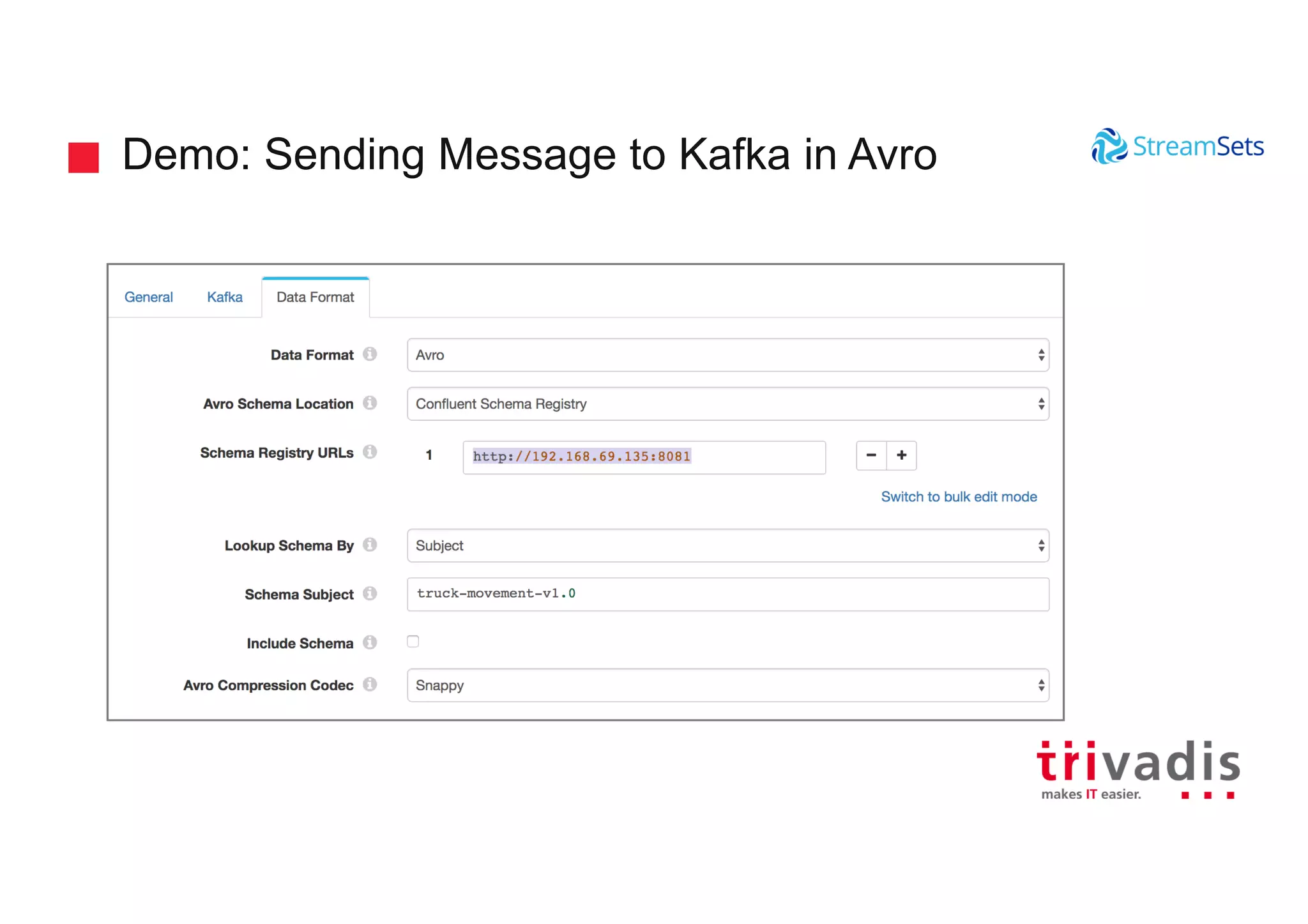 Demo: Sending Message to Kafka in Avro
 