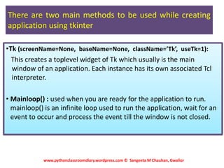 GUI In Python.pdf By : Sangeeta M Chauhan , Gwalior | PDF
