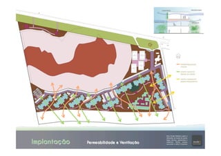 Implantação
PERMEABILIDADE	
  
VISUAL	
  
	
  
	
  
Permeabilidade e Ventilação
VENTO	
  SUDESTE	
  
(BRISA	
  DO	
  MAR)	
  
	
  
	
  VENTO	
  NORDESTE	
  
(MAIS	
  FREQUENTE)	
  
	
  
	
  
CONFORTO	
  
VENTILAÇÃO	
  
MICROCLIMA	
  
CRUZADA	
  
 