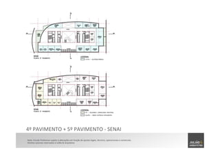 Nota:	
  Estudo	
  Preliminar	
  sujeito	
  à	
  alterações	
  em	
  função	
  de	
  ajustes	
  legais,	
  técnicos,	
  operacionais	
  e	
  comerciais.	
  	
  
Direitos	
  autorais	
  reservados	
  à	
  Julião	
  &	
  Arquitetos	
  
4º	
  PAVIMENTO	
  +	
  5º	
  PAVIMENTO	
  -­‐	
  SENAI	
  
 