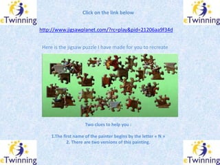Click on the link below


http://www.jigsawplanet.com/?rc=play&pid=21206aa9f34d


 Here is the jigsaw puzzle I have made f...