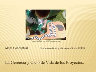 Mapa Conceptual. Guillermo Amézquita. Aprendiente UDES
La Gerencia y Ciclo de Vida de los Proyectos.
Proyecto «La Tabla fría» 2012.Fotografía del autor.
 