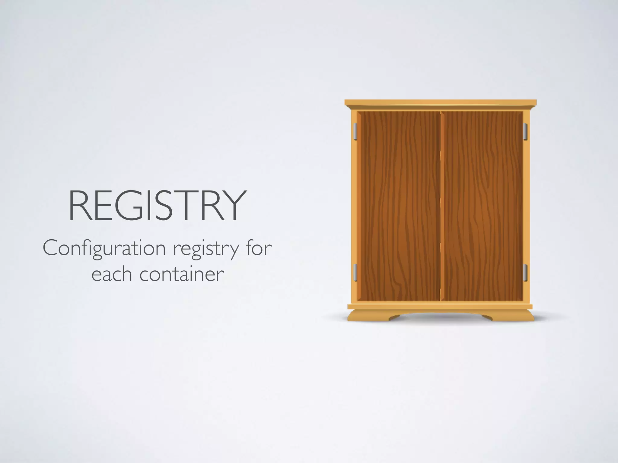 REGISTRY
Conﬁguration registry for
each container
 