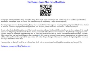 Guilt And Regret Essay | PDF