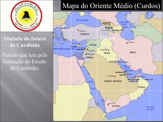 Mapa do Oriente Médio (Curdos) curdos Símbolo do futuro do Curdistão Partido que luta pela formação do Estado do Curdistão. 
