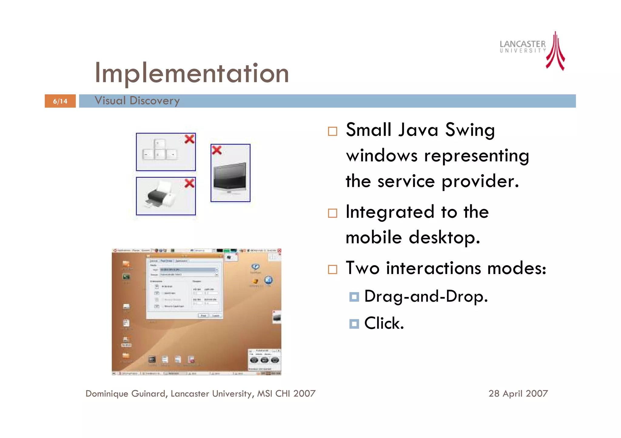 A User Interface for Spontaneous Mobile Interaction with Pervasive Services