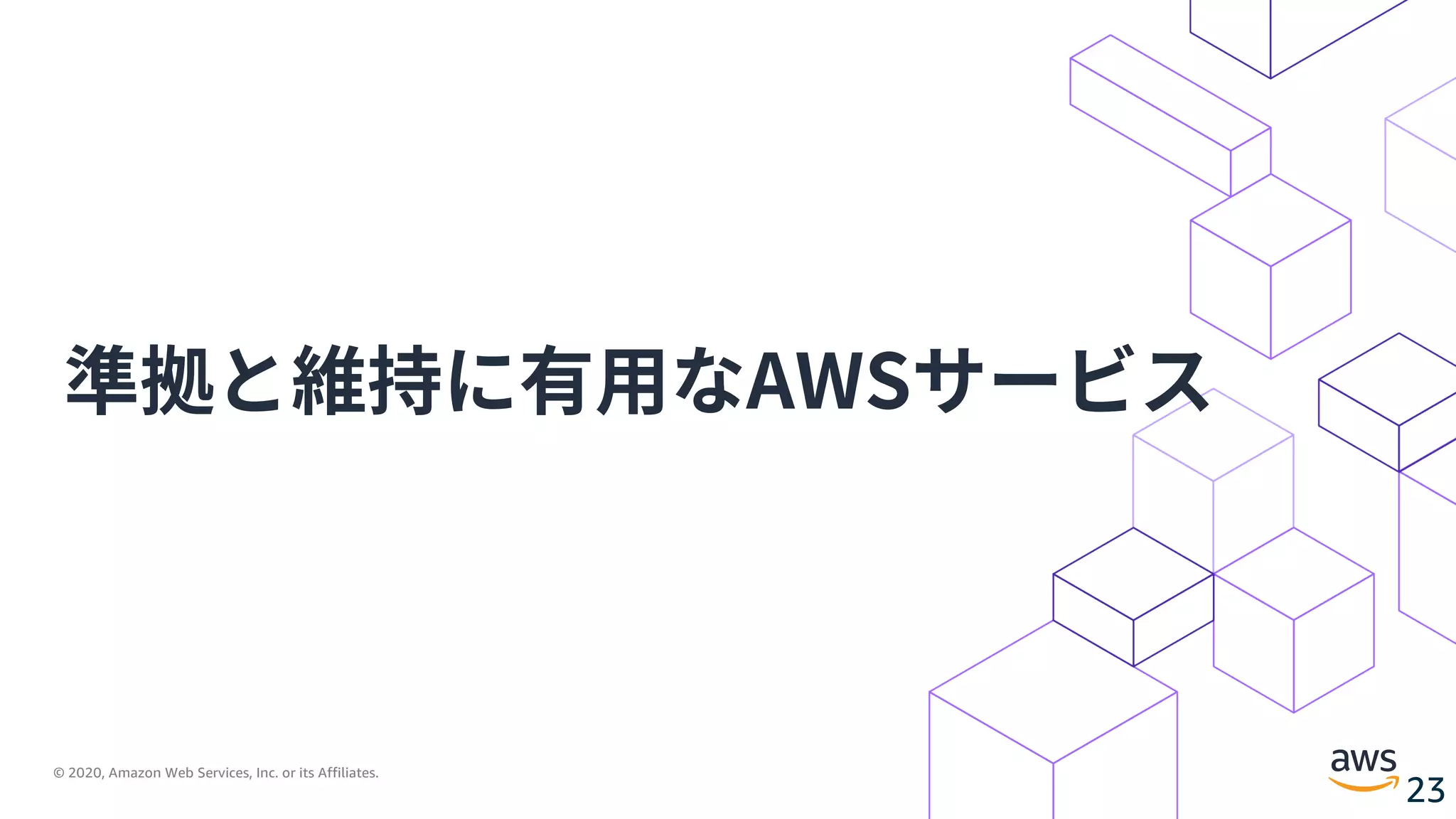 © 2020, Amazon Web Services, Inc. or its Affiliates.
23
準拠と維持に有⽤なAWSサービス
 