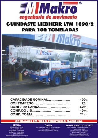 Guindaste liebherr ltm 1090 2 para 99 ton.