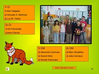 1r CI Aitor Delgado Gonzalo A. Martínez Luz M. Yañez 2n CI Iris Fernandez Jenni Garcia 1r CM Alexandre Carreras Gerard Moix Sohaib Iharrouten 2n CM Marc Abraldres Júlia Carrasco Mestra: Cèlia Marcos i Gimeno 