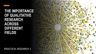 THE IMPORTANCE
OF QUALITATIVE
RESEARCH
ACROSS
DIFFERENT
FIELDS
PRACTICAL RESEARCH 1
 