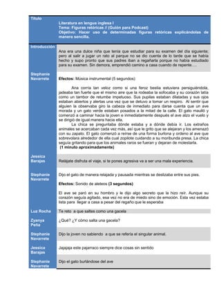 Título
               Literatura en lengua inglesa I
               Tema: Figuras retóricas // (Guión para Podcast)
      ...